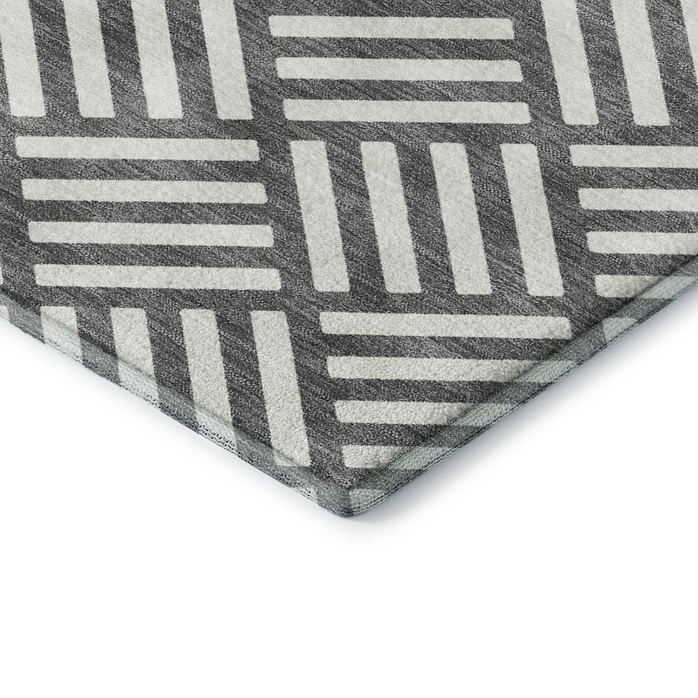 Luxury Washable Indoor/Outdoor The Reserve Charcoal 3' x 5' Rug. Picture 2