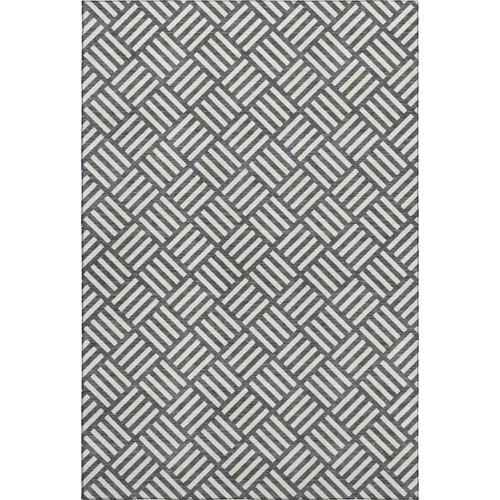 Luxury Washable Indoor/Outdoor The Reserve Charcoal 8' x 10' Rug. Picture 1