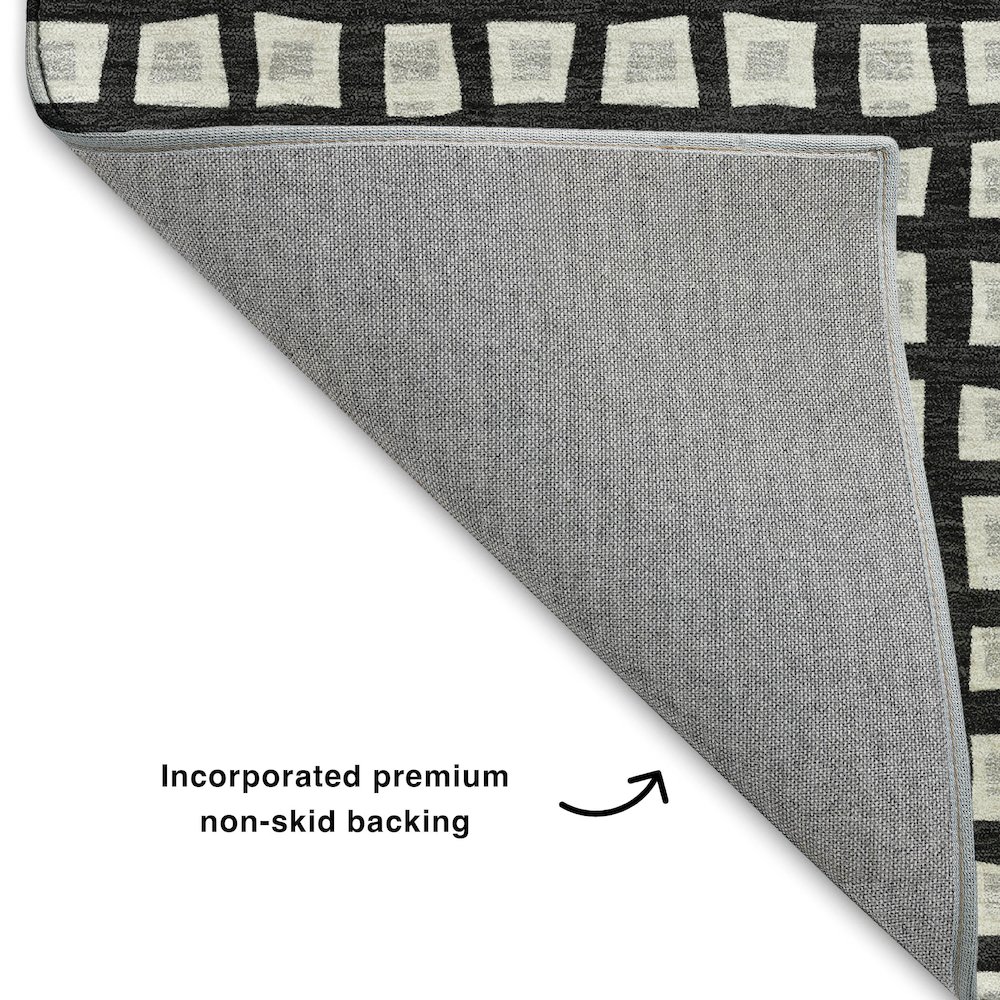 Luxury Washable Indoor/Outdoor The Reserve Black 3' x 5' Rug. Picture 4