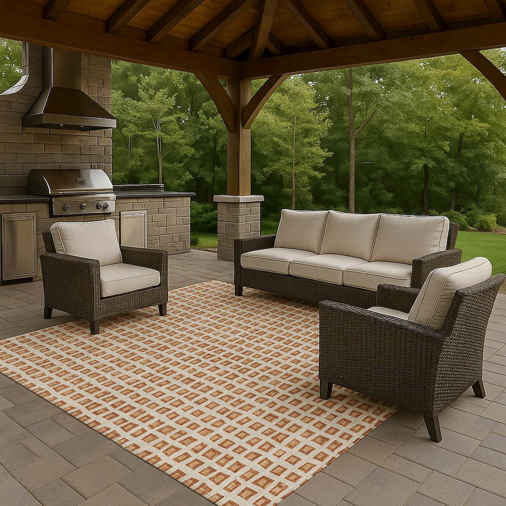 Luxury Washable Indoor/Outdoor The Reserve Copper 8' x 10' Rug. Picture 7