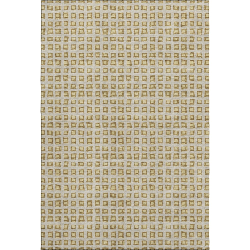 Luxury Washable Indoor/Outdoor The Reserve Gold 8' x 10' Rug. Picture 1