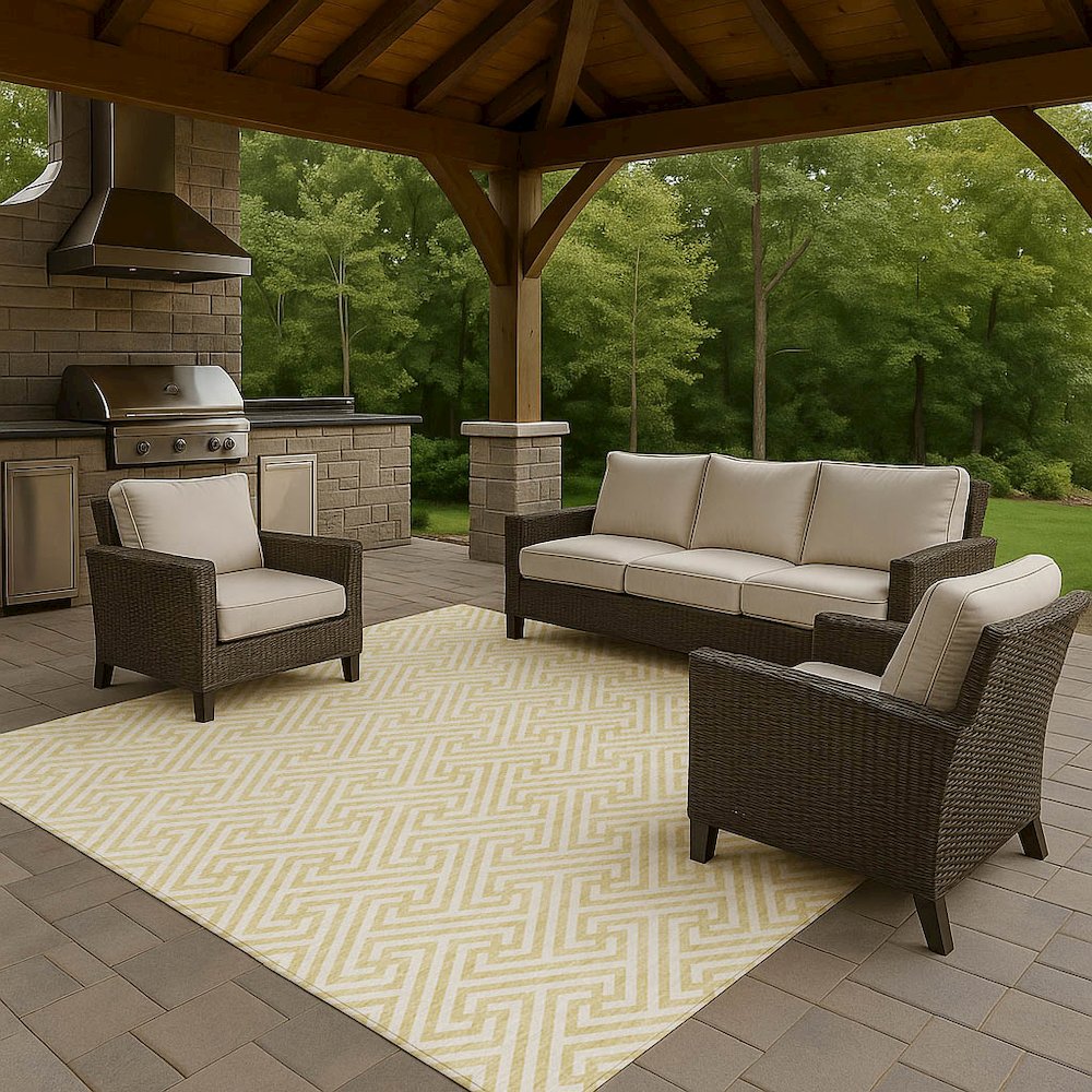 Luxury Washable Indoor/Outdoor The Reserve Wheat 8' x 10' Rug. Picture 7