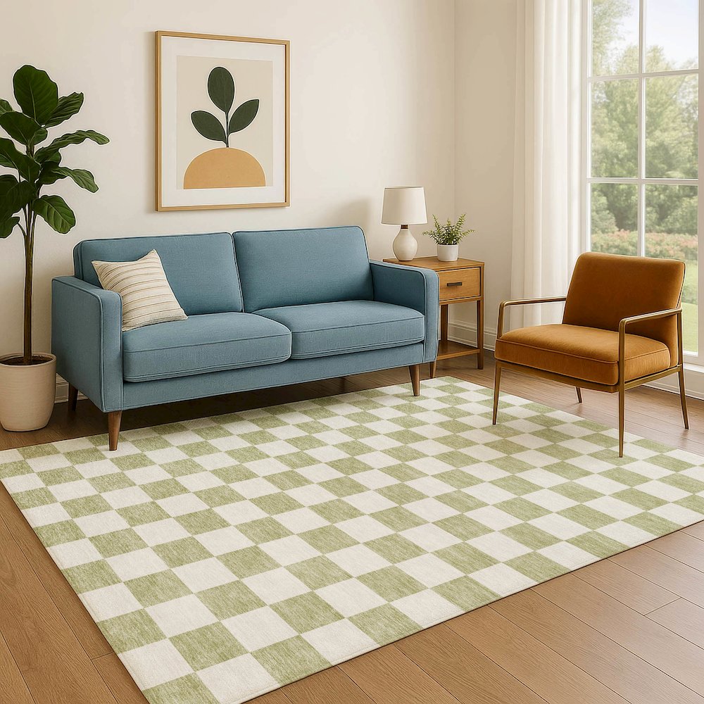 Luxury Washable Indoor/Outdoor The Reserve Aloe 8' x 10' Rug. Picture 6