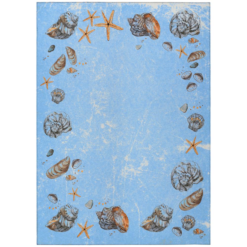 Indoor/Outdoor Seabreeze SZ9 Denim Washable 8' x 10' Rug. Picture 1