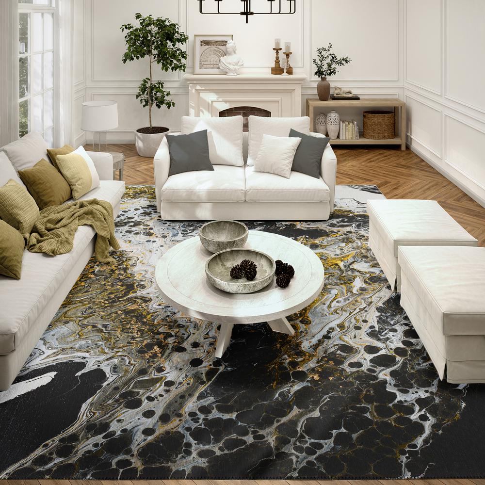 Karina Midnight Modern Abstract 5' x 7'6" Area Rug Midnight AKC43. Picture 1