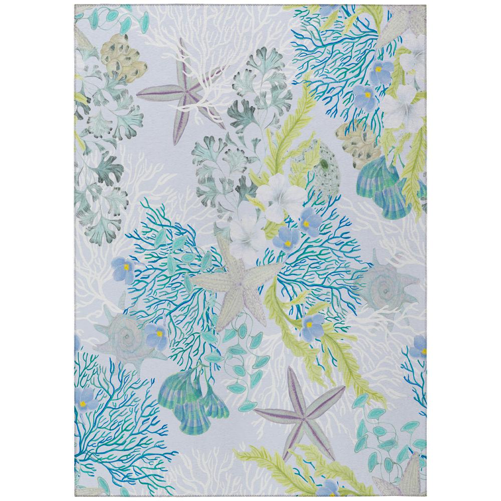 Indoor/Outdoor Surfside ASR31 Aqua Washable 8' x 10' Rug. Picture 1