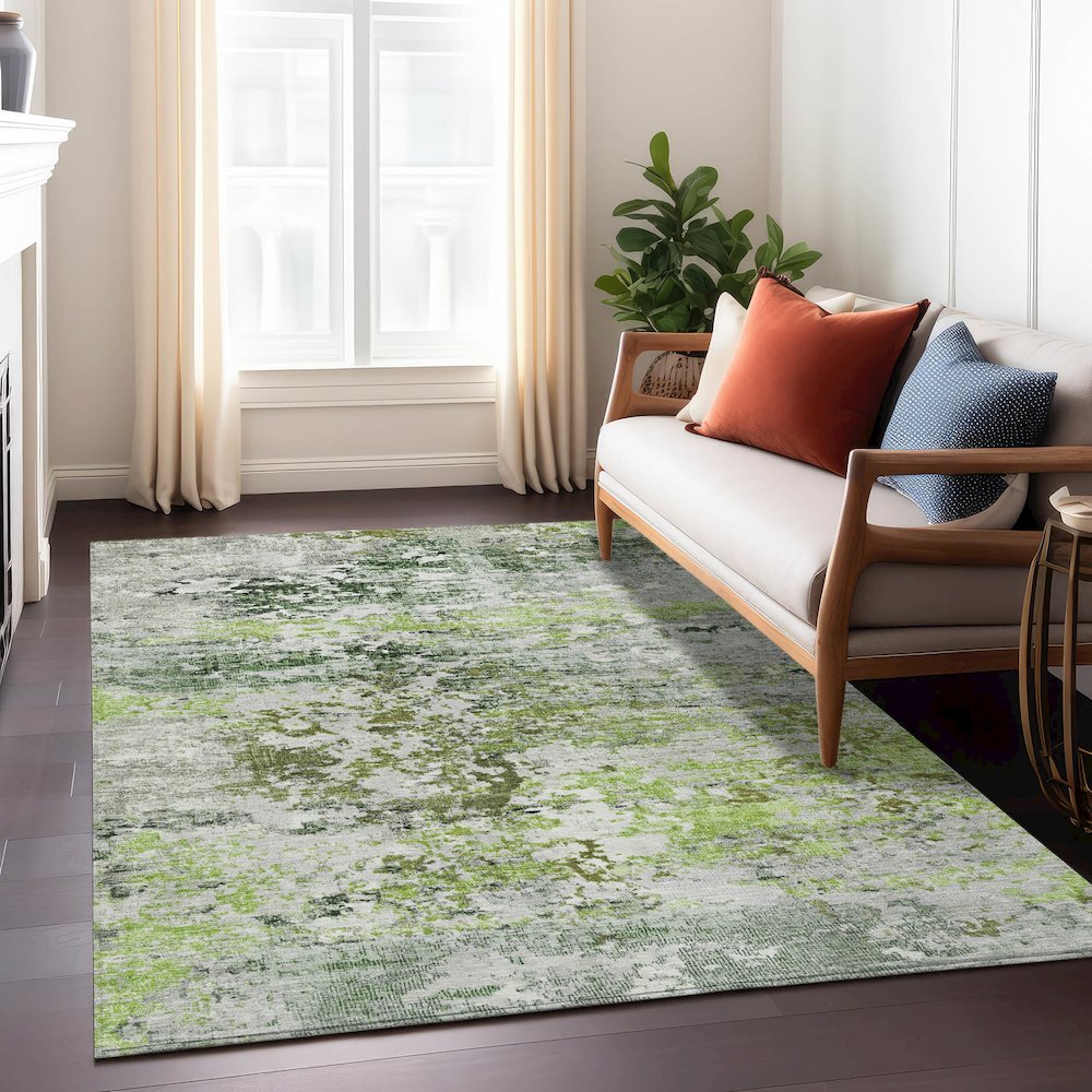 Machine Washable Indoor/Outdoor Chantille Aloe 9' x 12' Rug. Picture 6