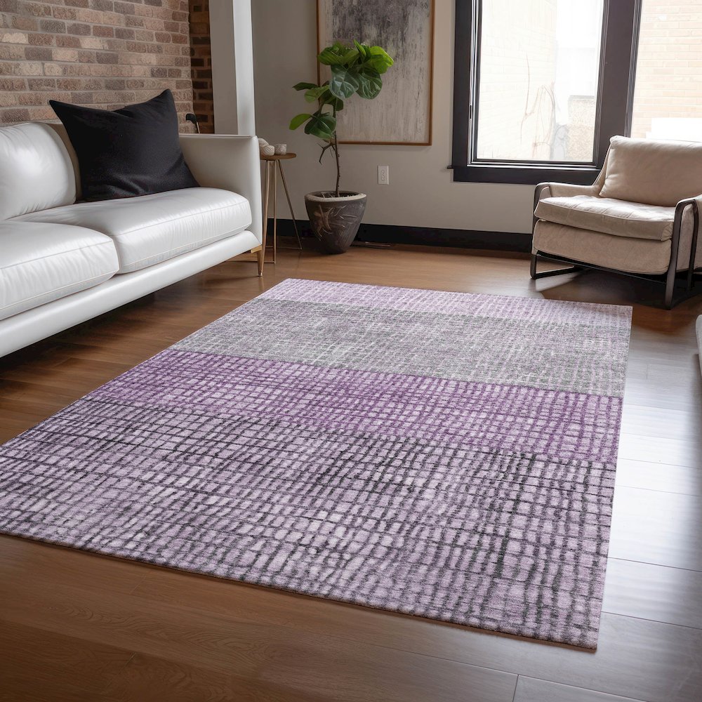 Machine Washable Indoor/Outdoor Chantille Plum 9' x 12' Rug. Picture 5