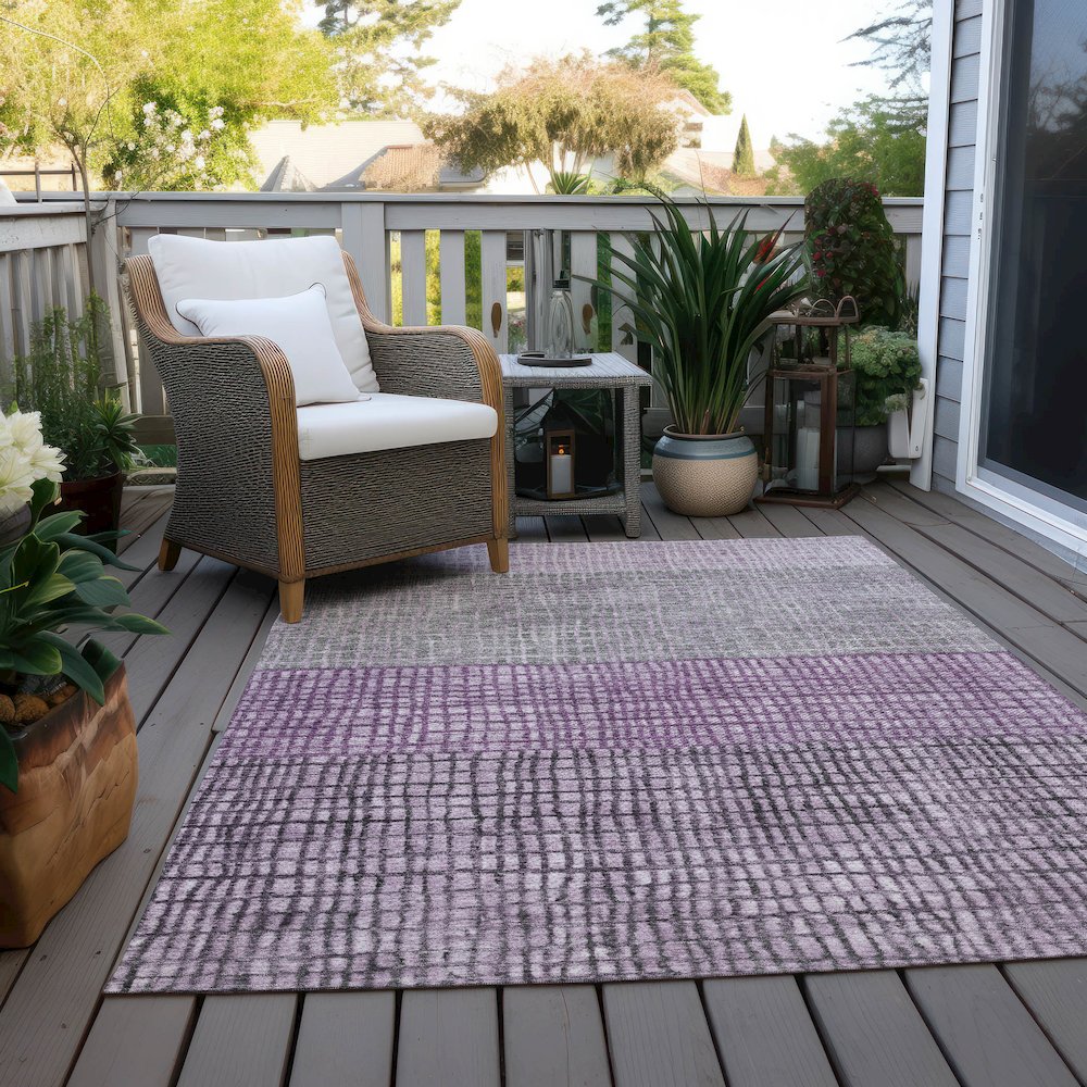 Machine Washable Indoor/Outdoor Chantille Plum 9' x 12' Rug. Picture 8
