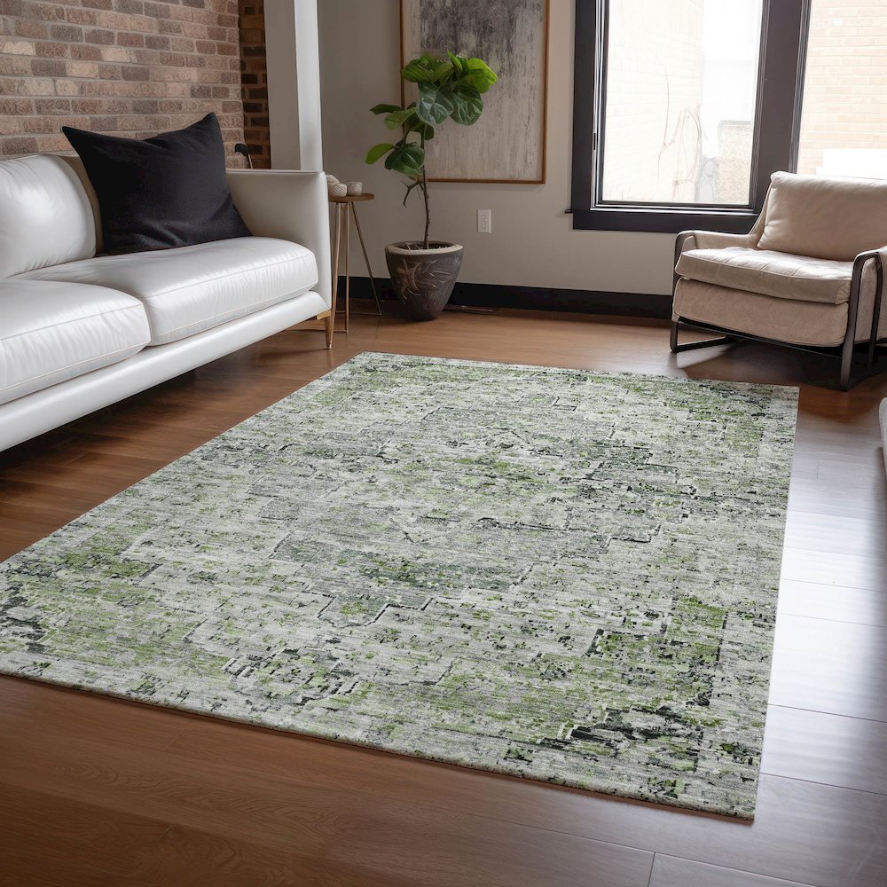 Machine Washable Indoor/Outdoor Chantille Aloe 9' x 12' Rug. Picture 5