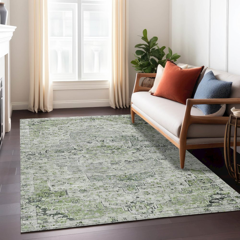 Machine Washable Indoor/Outdoor Chantille Aloe 9' x 12' Rug. Picture 6