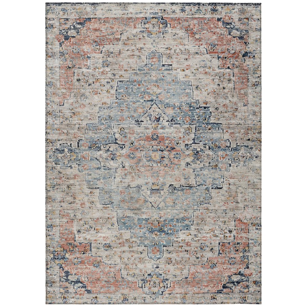 Machine Washable Indoor/Outdoor Chantille Beige 9' x 12' Rug. Picture 1