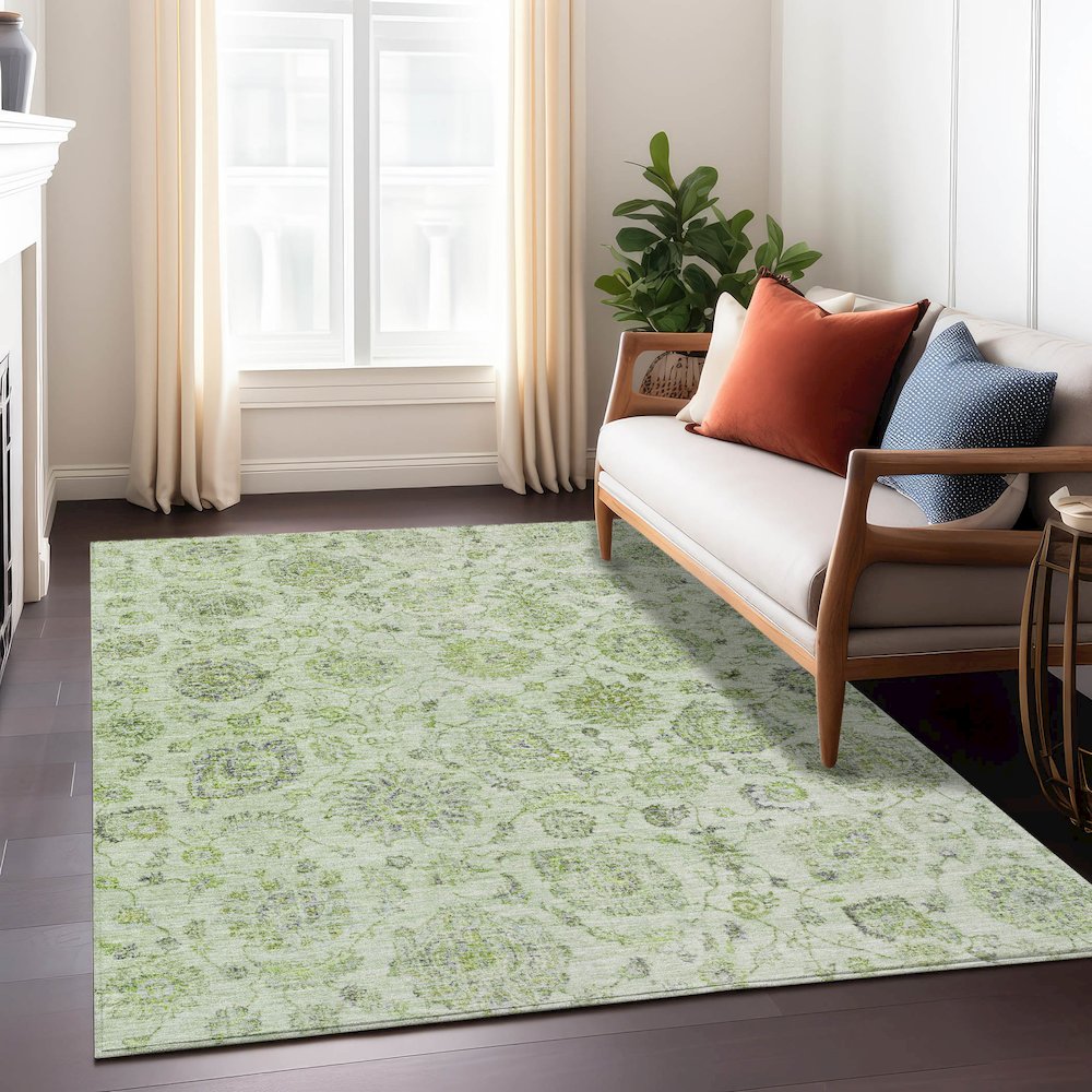 Machine Washable Indoor/Outdoor Chantille Aloe 9' x 12' Rug. Picture 6
