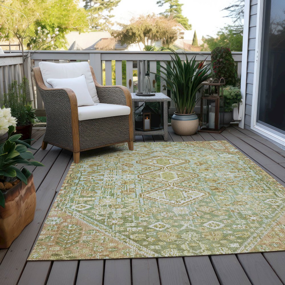 Machine Washable Indoor/Outdoor Chantille Sage 9' x 12' Rug. Picture 8