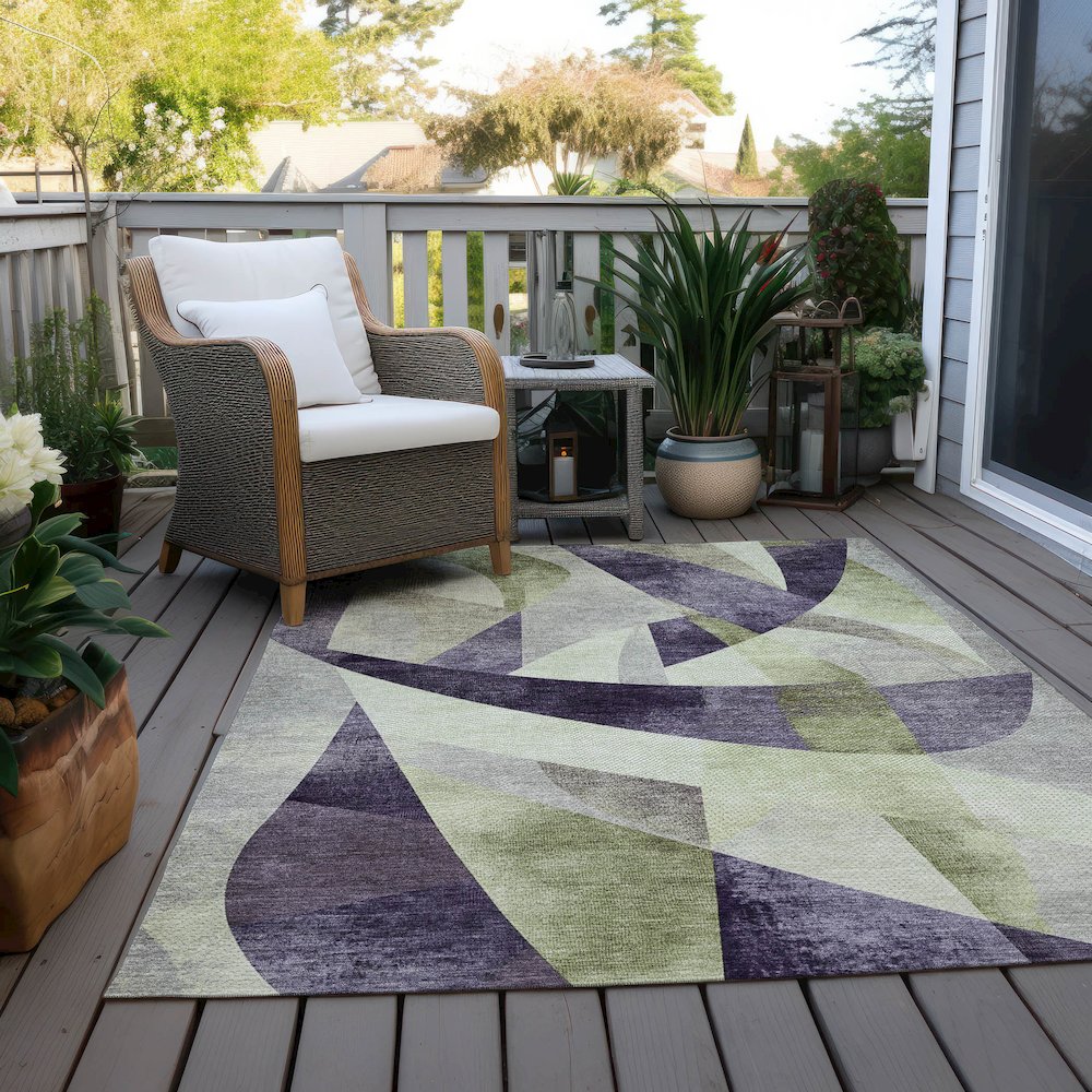 Machine Washable Indoor/Outdoor Chantille Purple 9' x 12' Rug. Picture 8