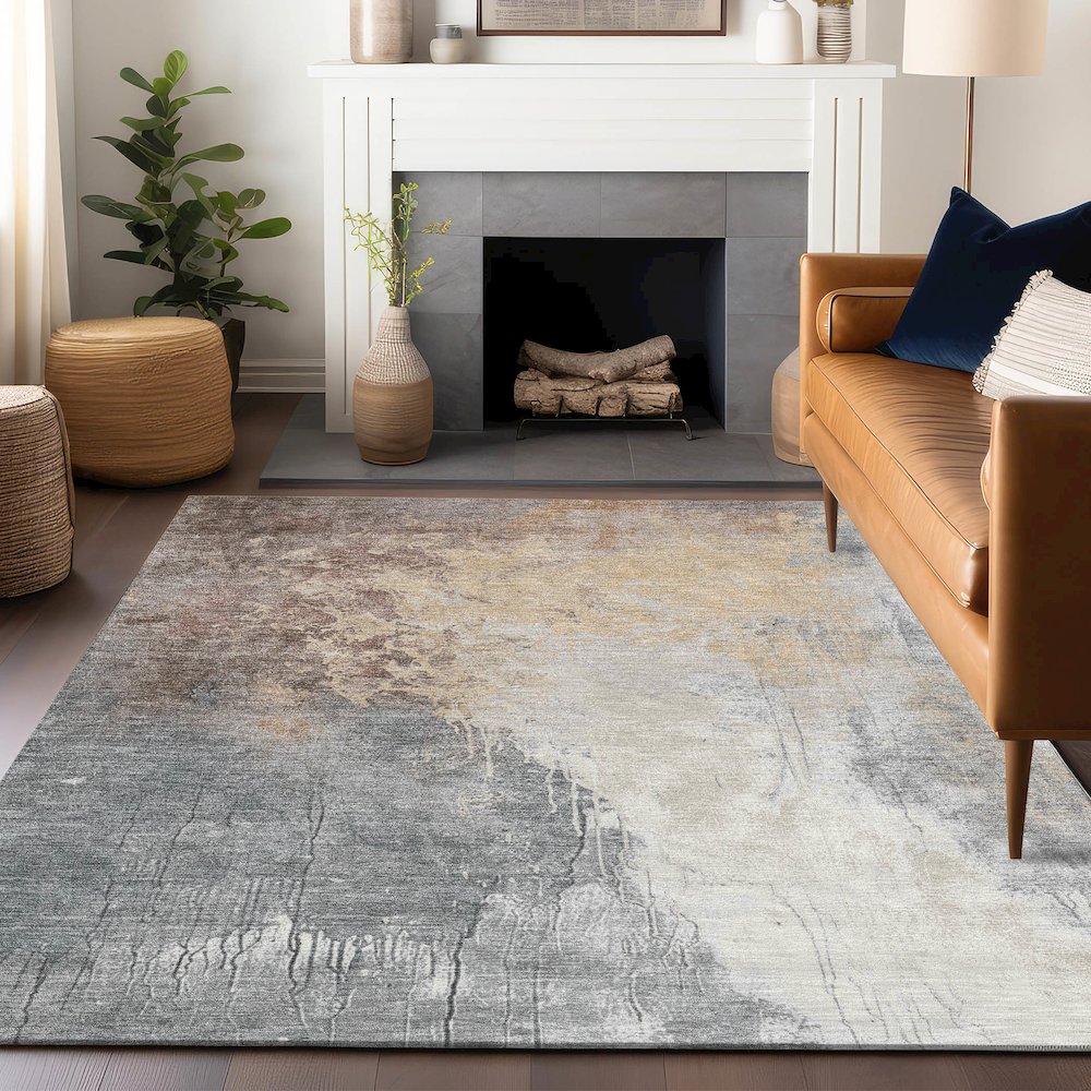 Machine Washable Indoor/Outdoor Chantille Coral 9' x 12' Rug. Picture 5