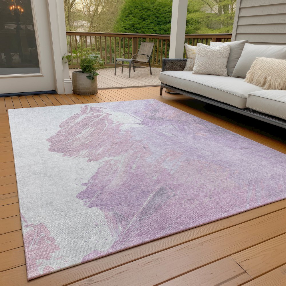 Machine Washable Indoor/Outdoor Chantille Lavender 9' x 12' Rug. Picture 8
