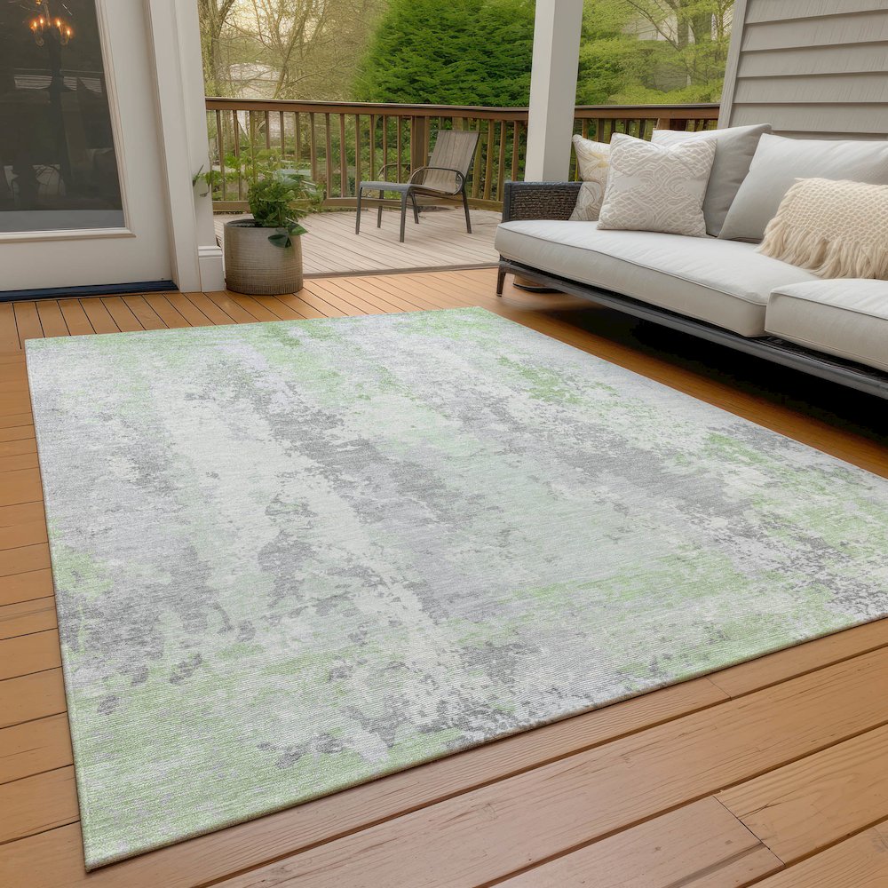 Machine Washable Indoor/Outdoor Chantille Aloe 9' x 12' Rug. Picture 8