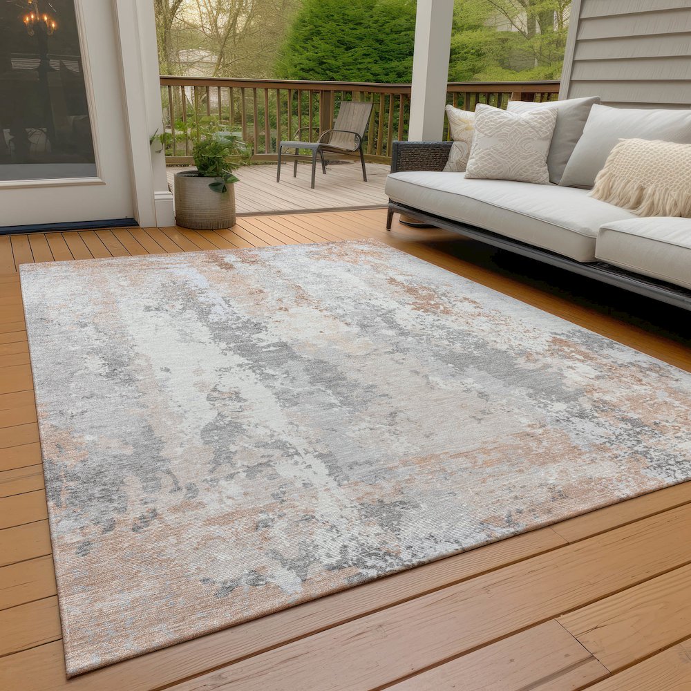 Machine Washable Indoor/Outdoor Chantille Coral 9' x 12' Rug. Picture 8