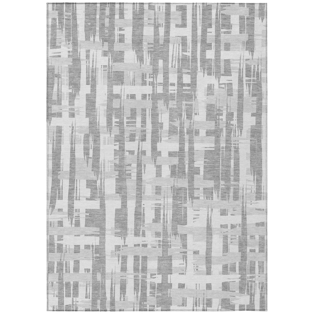 Machine Washable Indoor/Outdoor Chantille Gray 9' x 12' Rug. Picture 1