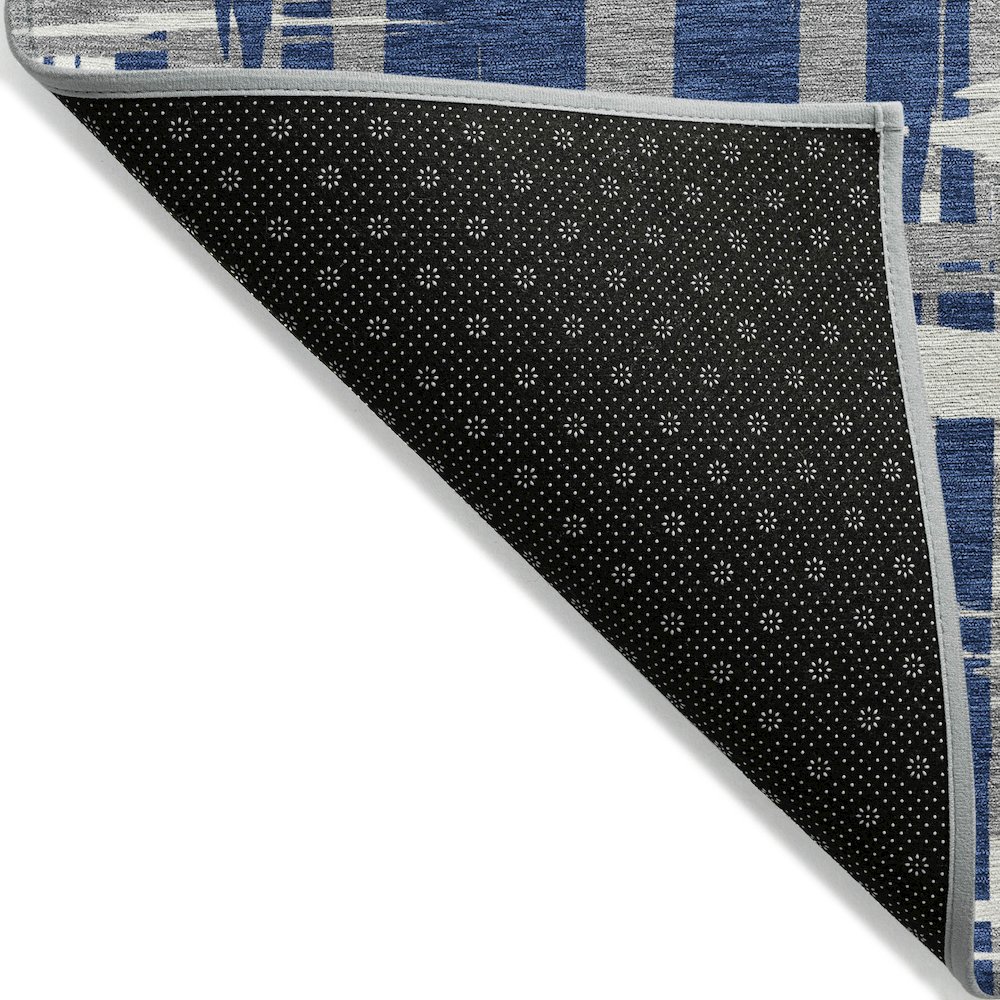 Machine Washable Indoor/Outdoor Chantille Navy 5' x 7'6" Rug. Picture 2