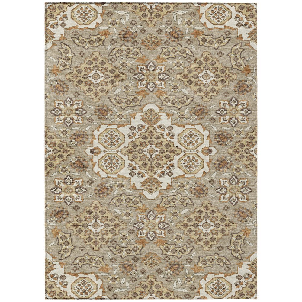 Machine Washable Indoor/Outdoor Chantille Taupe 9' x 12' Rug. Picture 1