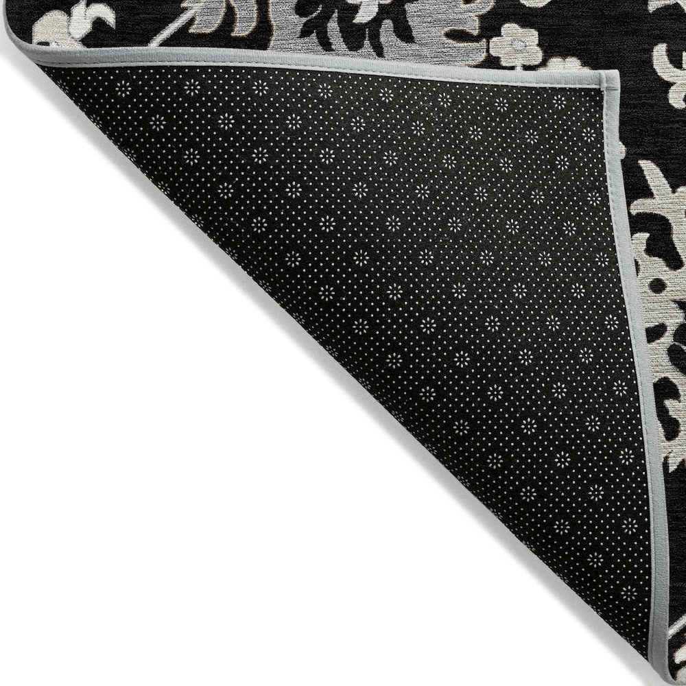Machine Washable Indoor/Outdoor Chantille Black 5' x 7'6" Rug. Picture 2