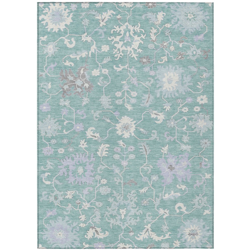 Machine Washable Indoor/Outdoor Chantille Seafoam 9' x 12' Rug. Picture 1