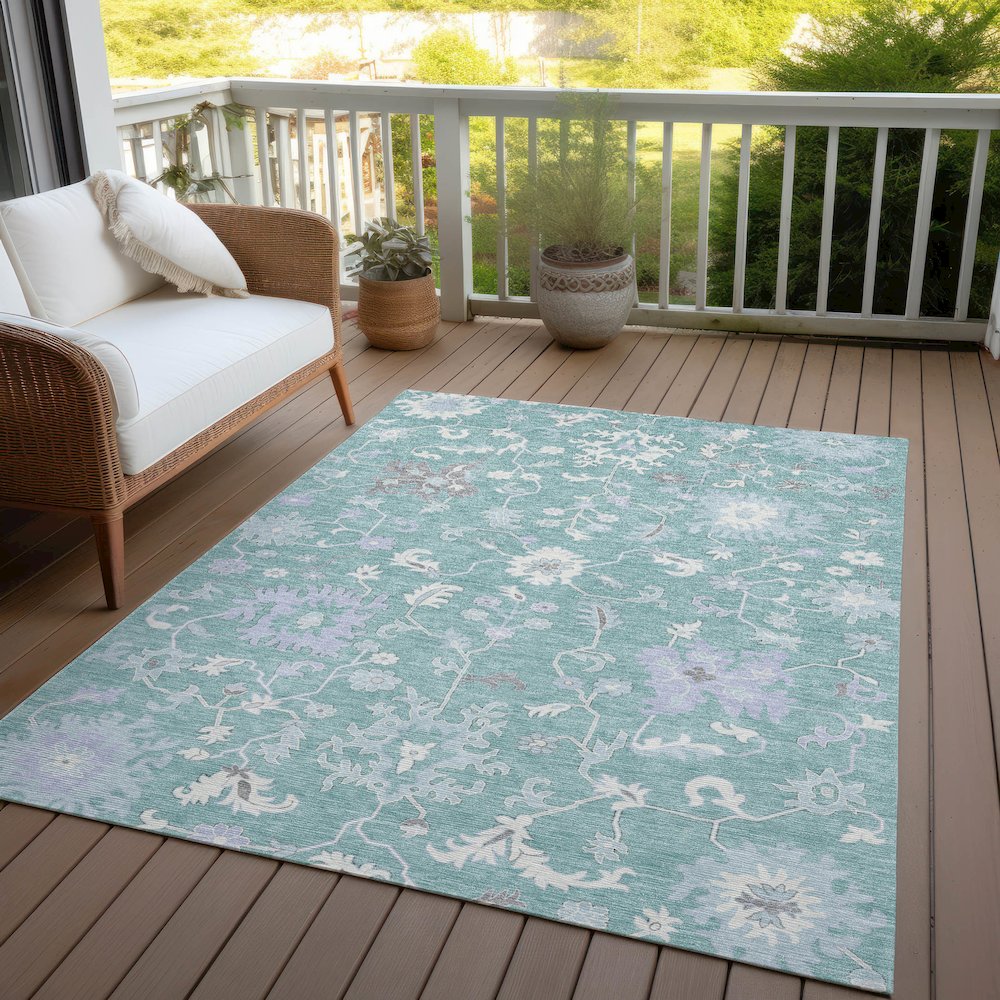 Machine Washable Indoor/Outdoor Chantille Seafoam 9' x 12' Rug. Picture 7