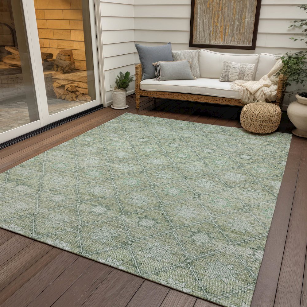 Machine Washable Indoor/Outdoor Chantille Aloe 9' x 12' Rug. Picture 7