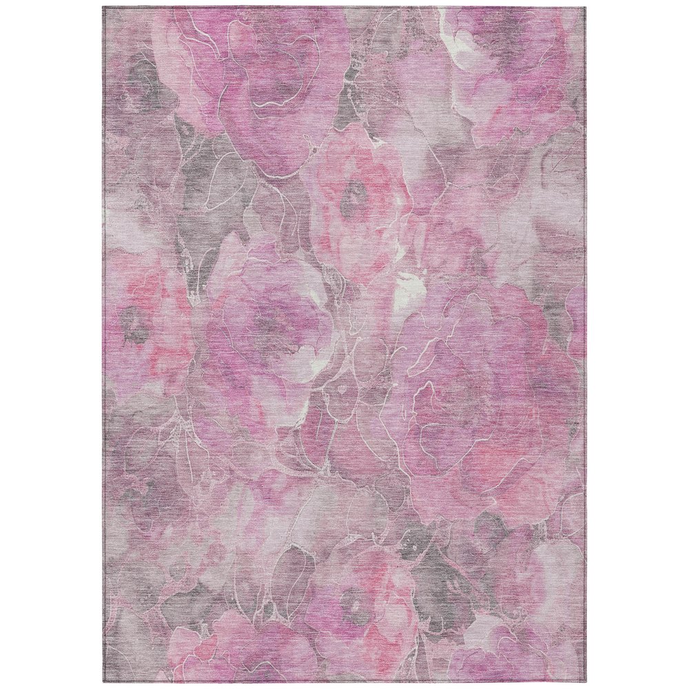 Machine Washable Indoor/Outdoor Chantille Pink 9' x 12' Rug. Picture 1