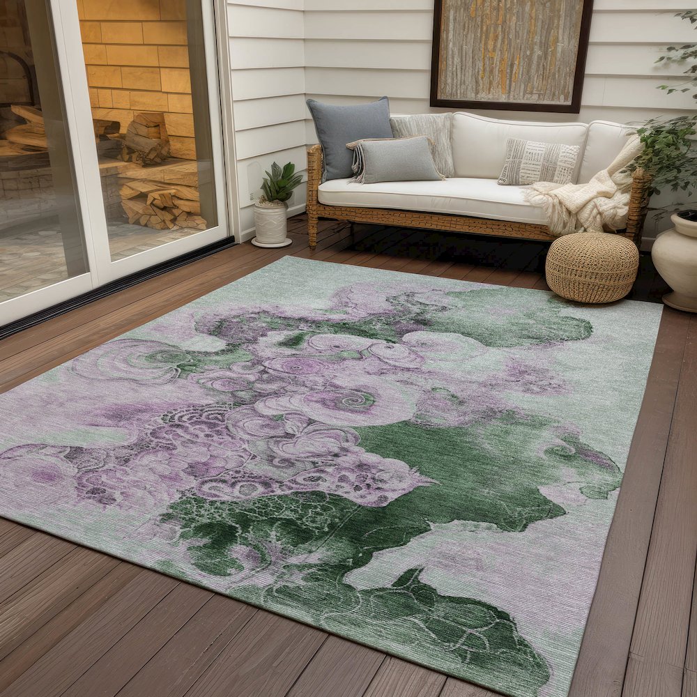 Machine Washable Indoor/Outdoor Chantille Sage 9' x 12' Rug. Picture 7