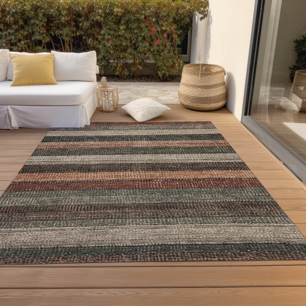 Machine Washable Indoor/Outdoor Chantille Paprika 9' x 12' Rug. Picture 8