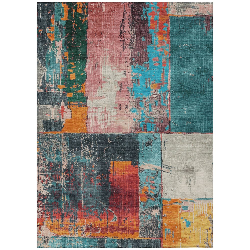 Machine Washable Indoor/Outdoor Chantille Teal 9' x 12' Rug. Picture 1