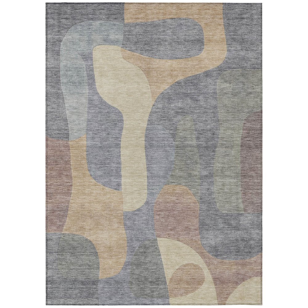 Machine Washable Indoor/Outdoor Chantille Gray 9' x 12' Rug. Picture 1