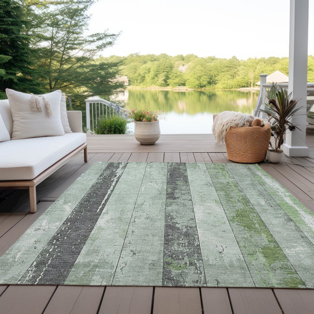 Machine Washable Indoor/Outdoor Chantille Aloe 9' x 12' Rug. Picture 7