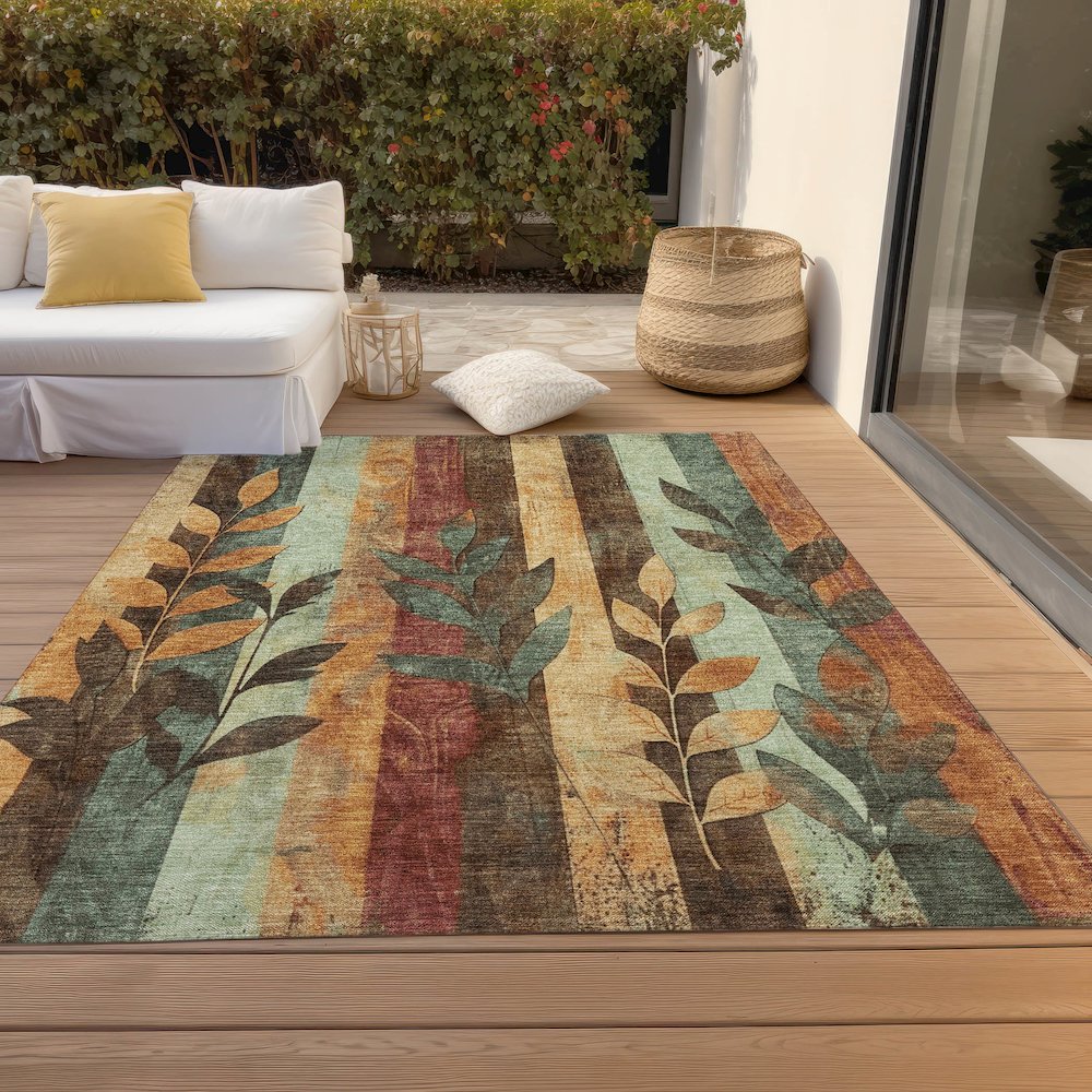 Machine Washable Indoor/Outdoor Chantille Wheat 9' x 12' Rug. Picture 8