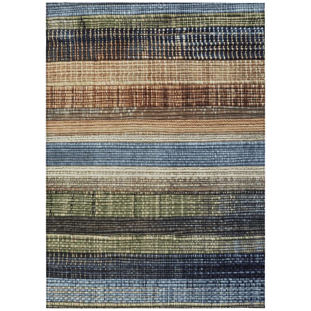 Machine Washable Indoor/Outdoor Chantille Blue 9' x 12' Rug. Picture 1