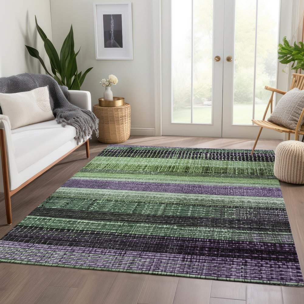 Machine Washable Indoor/Outdoor Chantille Purple 9' x 12' Rug. Picture 6