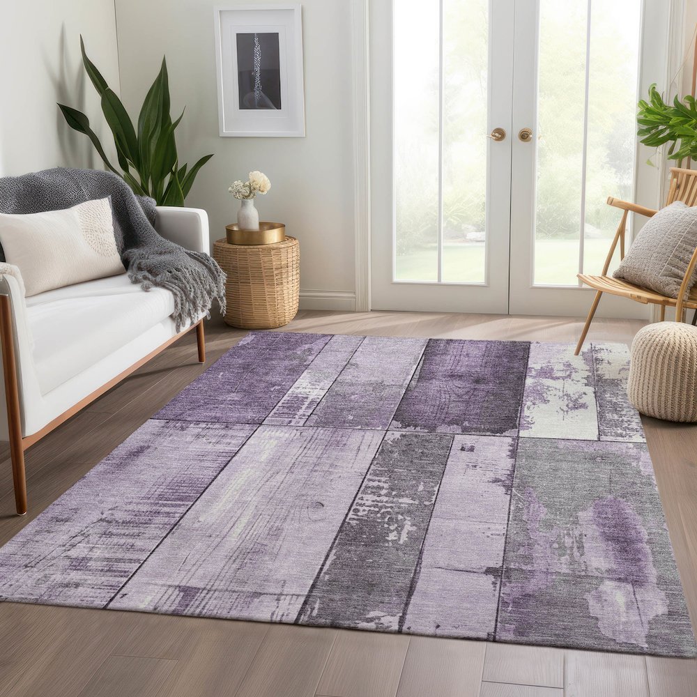 Machine Washable Indoor/Outdoor Chantille Purple 9' x 12' Rug. Picture 6