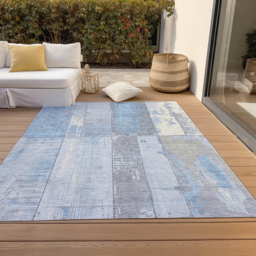 Machine Washable Indoor/Outdoor Chantille Sky 9' x 12' Rug. Picture 8