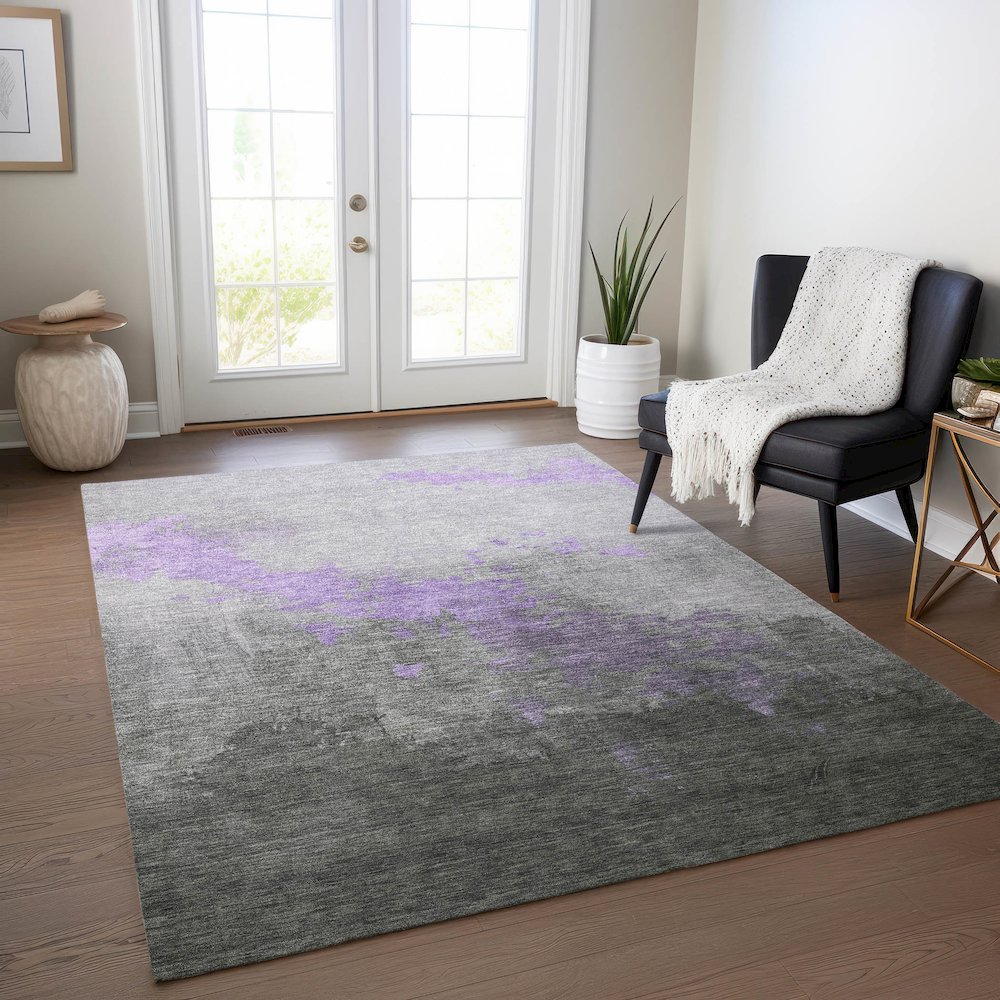 Machine Washable Indoor/Outdoor Chantille Lavender 9' x 12' Rug. Picture 5