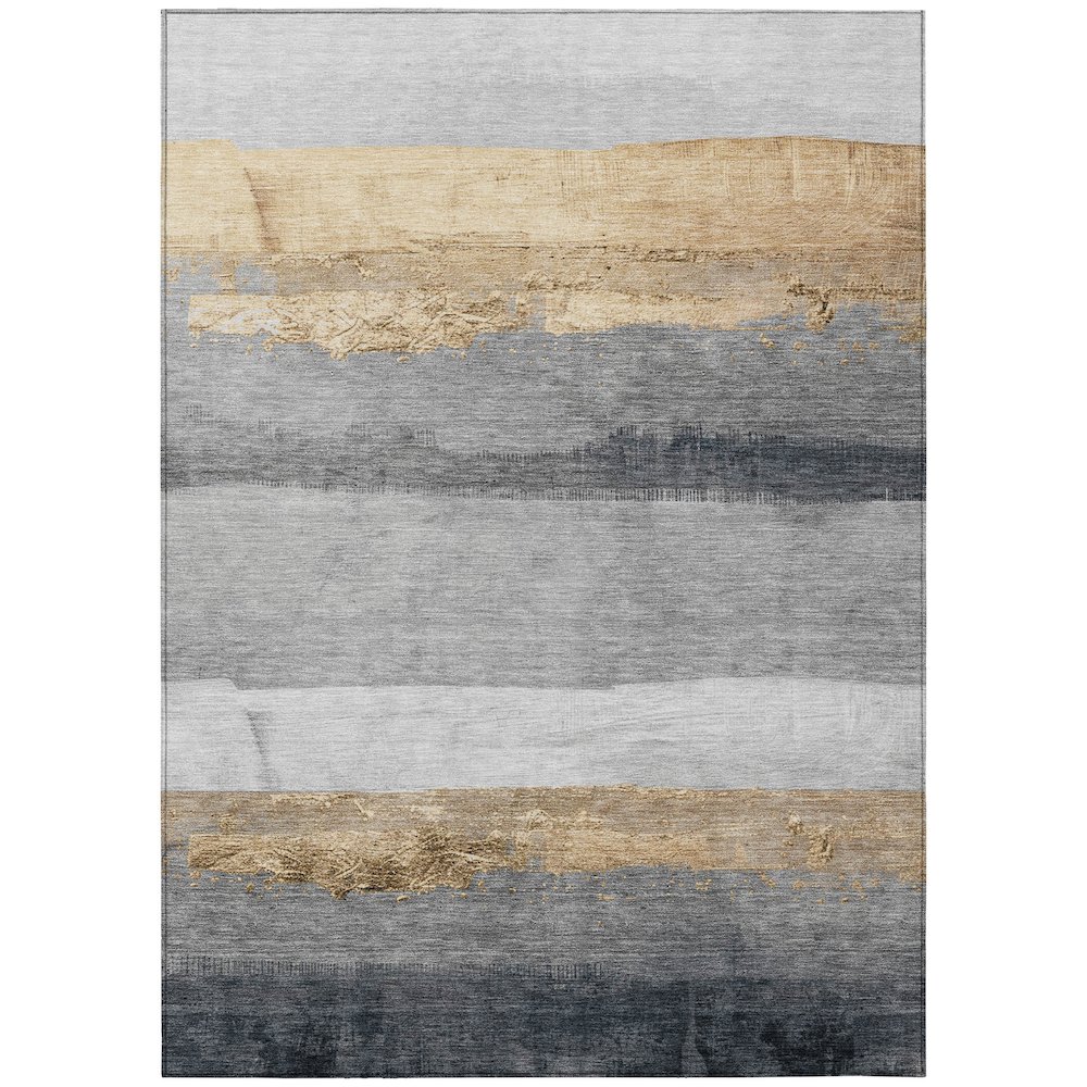 Machine Washable Indoor/Outdoor Chantille Gold 9' x 12' Rug. Picture 1