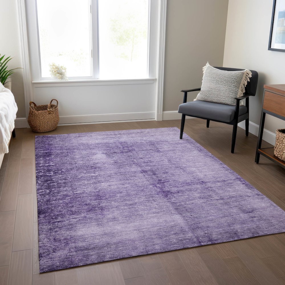 Machine Washable Indoor/Outdoor Chantille Purple 9' x 12' Rug. Picture 6