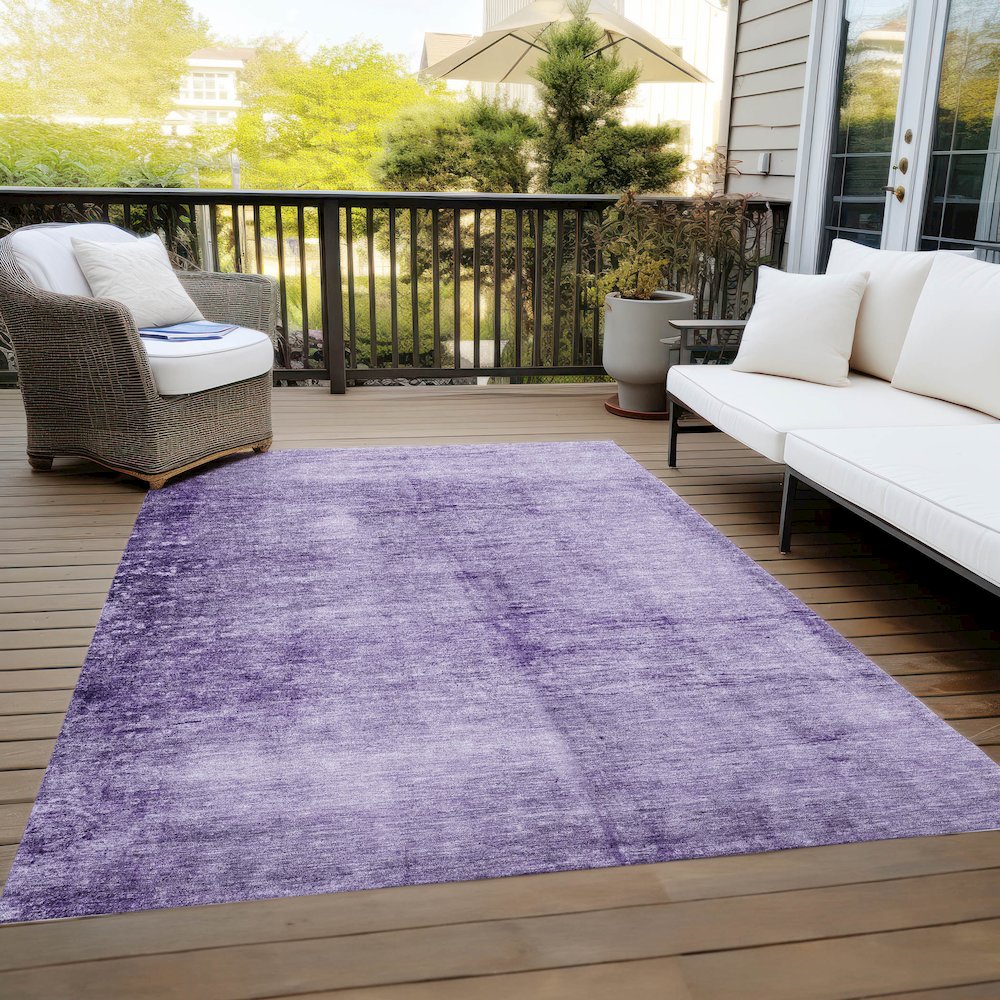 Machine Washable Indoor/Outdoor Chantille Purple 9' x 12' Rug. Picture 8