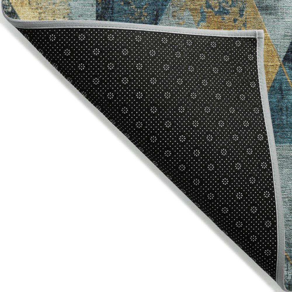 Machine Washable Indoor/Outdoor Chantille Teal 5' x 7'6" Rug. Picture 2