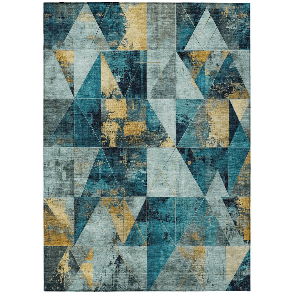 Machine Washable Indoor/Outdoor Chantille Teal 9' x 12' Rug. Picture 1