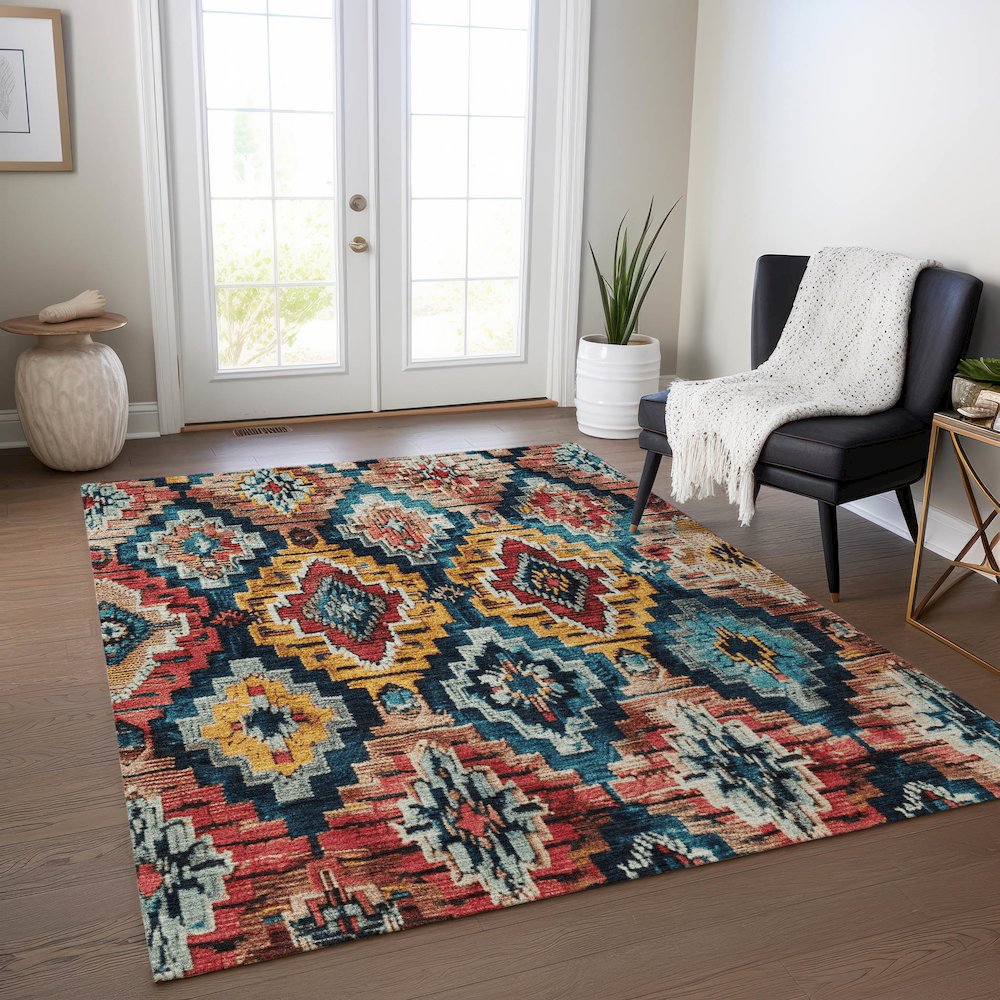 Machine Washable Indoor/Outdoor Chantille Rust 9' x 12' Rug. Picture 5