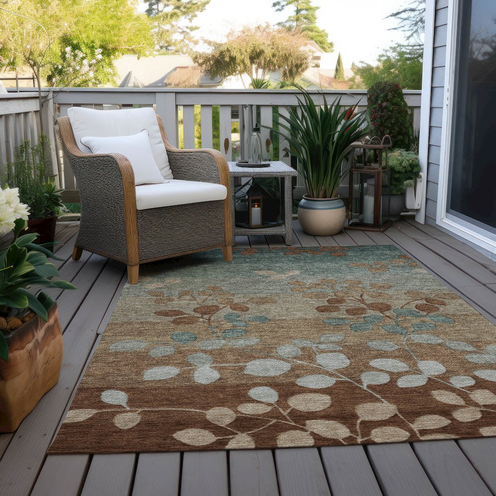 Machine Washable Indoor/Outdoor Chantille Mocha 9' x 12' Rug. Picture 7