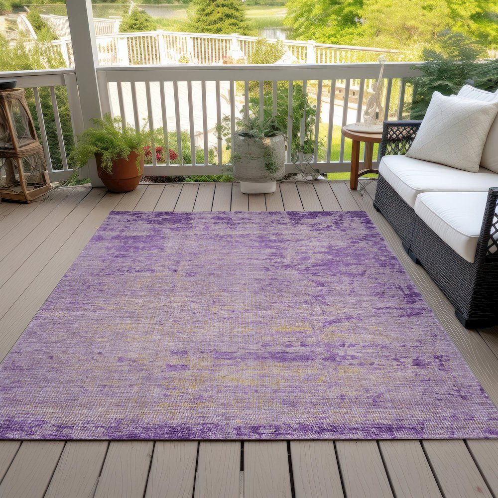 Machine Washable Indoor/Outdoor Chantille Purple 9' x 12' Rug. Picture 8